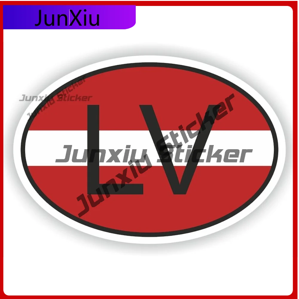 LATVIA Country Code Oval Sticker with Heavy Duty Exterior Decor For Car Laptop Scratch Cover Decoration Auto Accessories