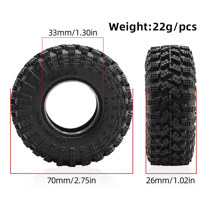 1.3" Crawler Tires D300 | Off-Road RC Climbing Tire  for TRX4M SCX24 1/18 1/24 FMS Ascent-18 RC Crawlers Upgrade