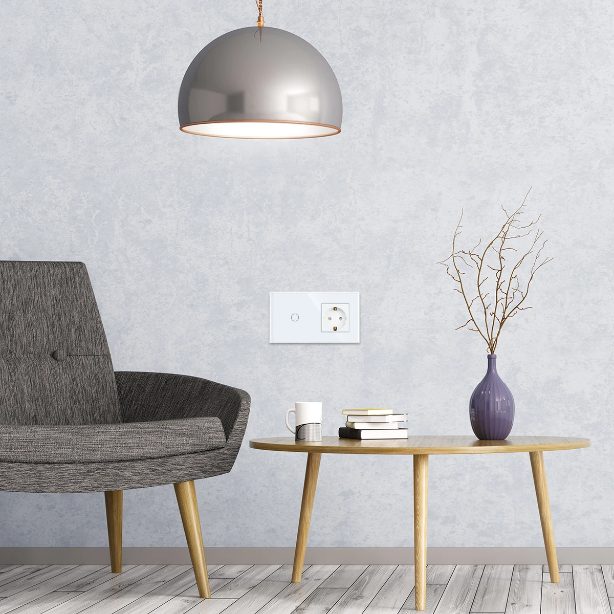 DAJIMEI White CAT6 Rj45 TV Socket Light Touch Switch and Socket Crystal Glass Panel Plug Electrical Outlet for Home Improvemet