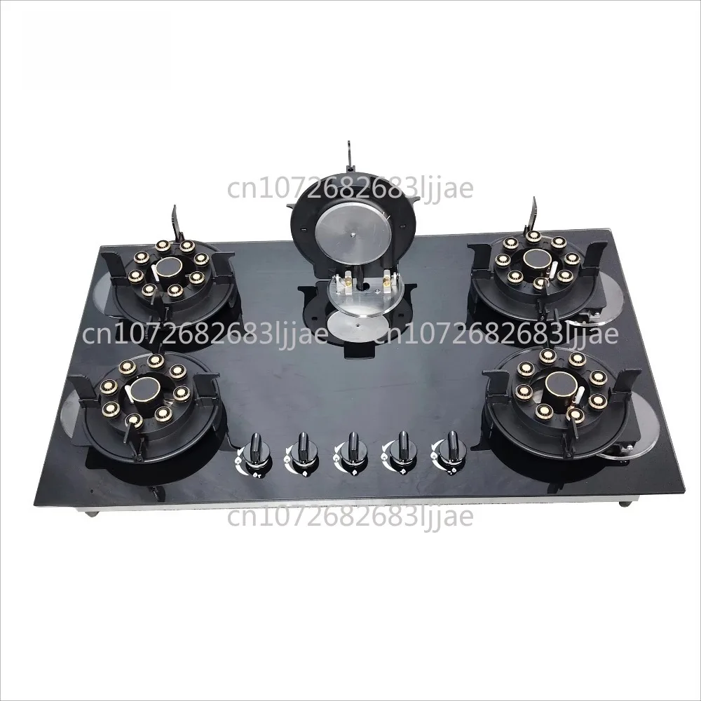 5 burner gas stove with 8mm solid tempered glass kitchen folding design easy to clean built-in installation