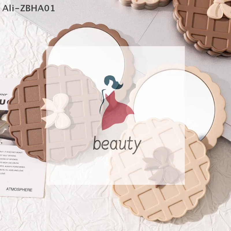 1PCS Personalized Beauty Cosmetic Party Favor Mirror Waffle Shape Slide Double-Sided Makeup Mirror Portable Compact Pocket Hand