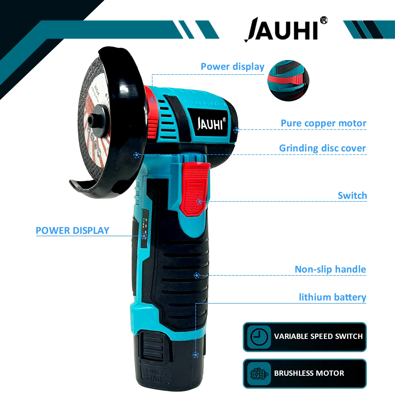 Imagem -02 - Jauhi-rebarbadora sem Escova Retificadora Bateria de Lítio sem Fio Moedor Recarregável Ferramentas Elétricas de Corte 12v 19500rpm