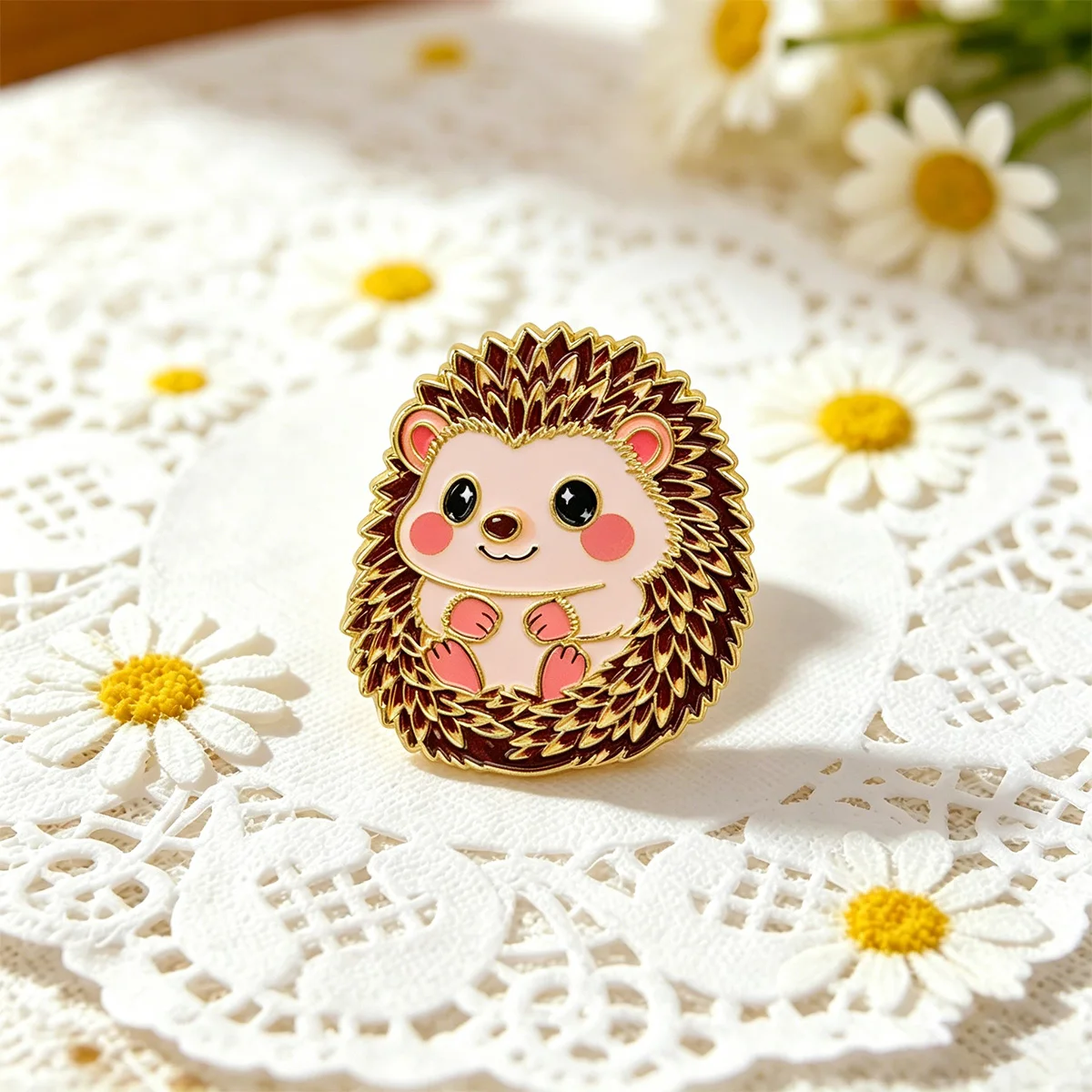 Cute Fox Bear Enamel Pin Sunflower Black Cat Brooches Funny Hedgehog Lapel Pins Backpack Accessories Decorative Jewelry Gifts view 3