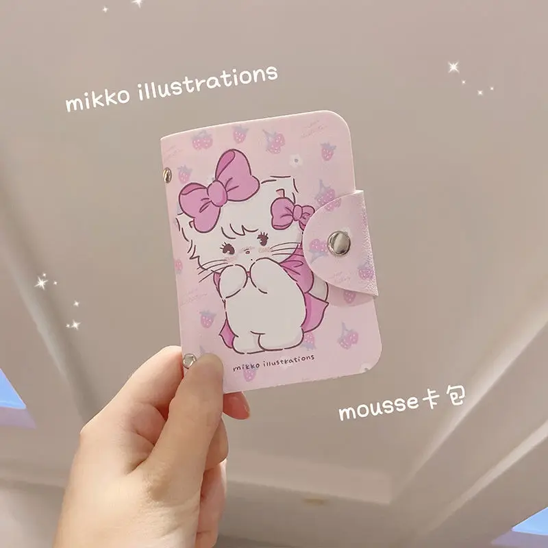 Anime Cute Mikko Cat Fashion Leather Card Bag Bank Card Id Zero Wallet Instagram Button Card Bag Cartoon Girl Toys Gifts