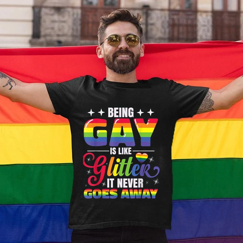 Colorful Graphic T-Shirt for Unisex LGBTQ Pride Month Vintage Women Men Crew Neck Short Sleeve GAY Celebrating Pride Culture Tee