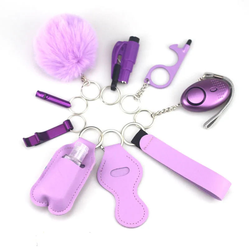 Safety Keychain Personal Alarm Full Set For Women Girl Safety Keychain Set With Protective Accessories Tools Gift Packaging