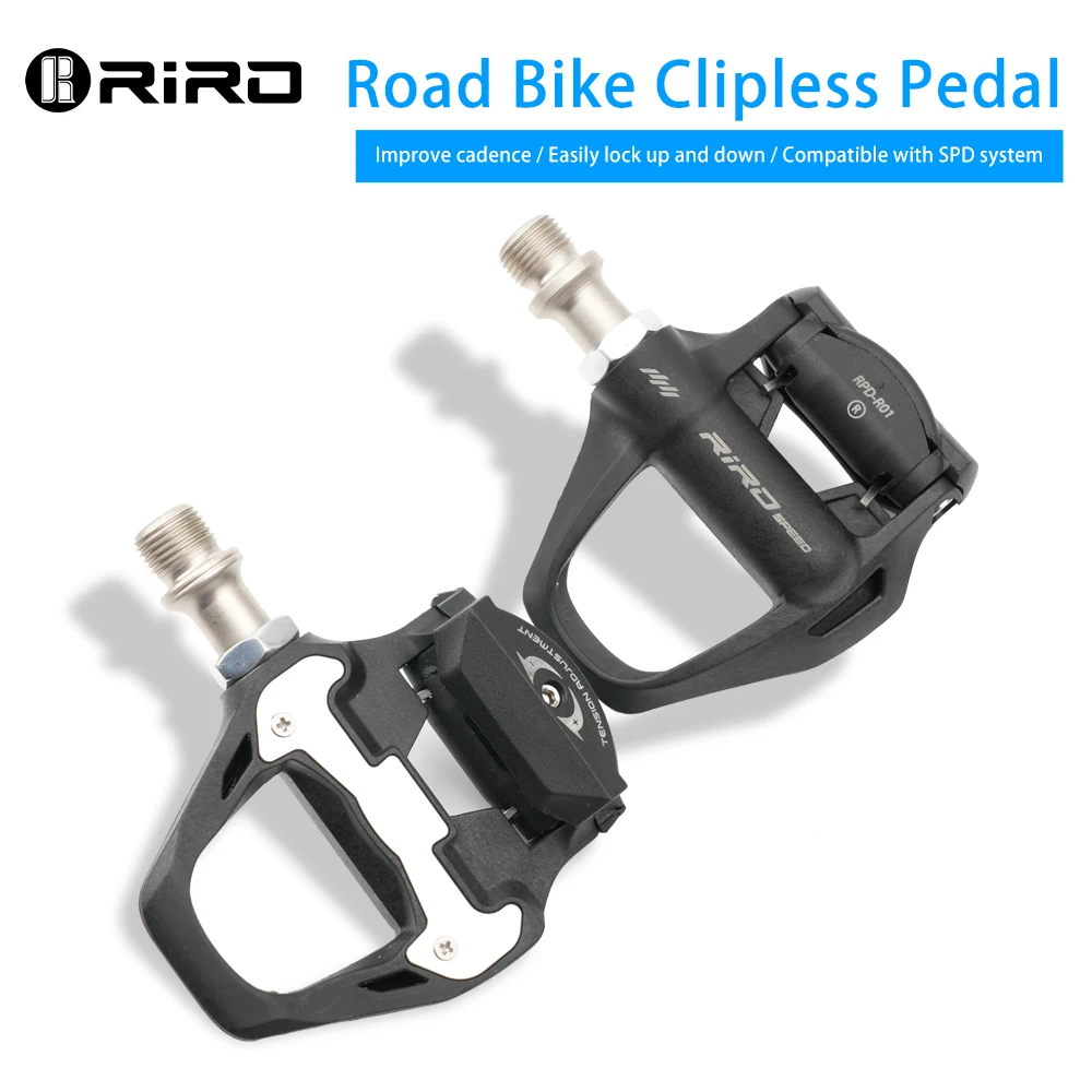 RIRO Clipless Road Cycling Pedals SPD Cleat Compatible Nylon Bearings Bike Pedals Sports Fitness Cycling Equipment