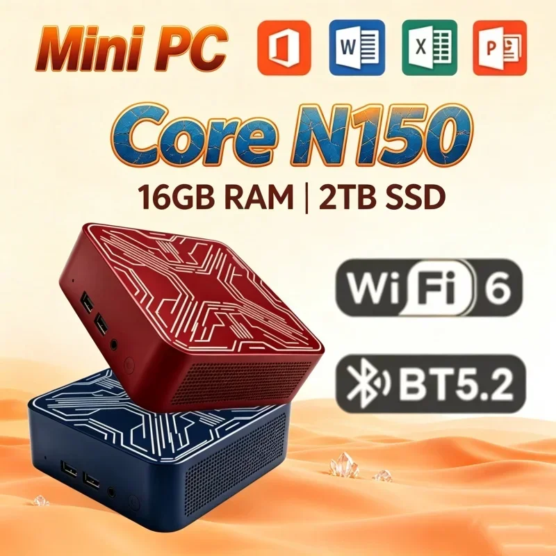 Enduring Intel N150 Mini PC Multiple Configurations WiFi6 Triple 4K Silent Desktop for Home Office Media Editing