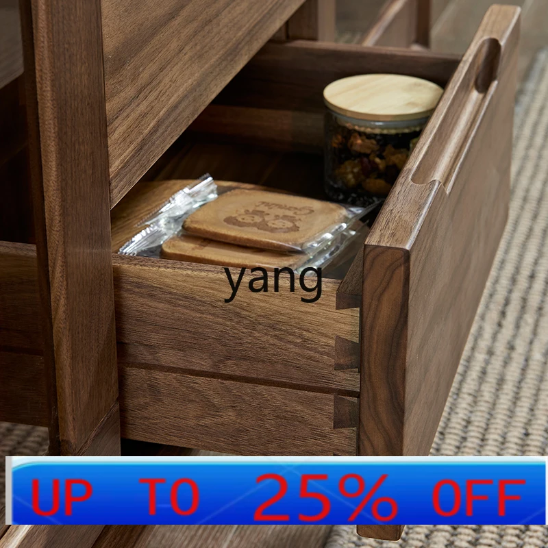 

LHSolid Wood Modern Minimalist Wine Cabinet Black Walnut Nordic Side Locker Multi-Functional