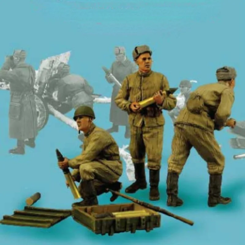 

1/35 Scale Resin Figure Model Building Kits Historical Military Hobby GK Artillery 3 Persons Unassembled Unpainted Diy Toys 954A