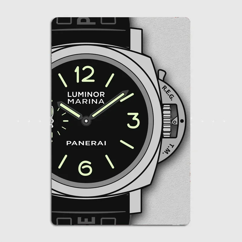 ساعة لومينور مارينا دقيقة وفاخرة ساعات مميزة نمط معدني ملصق مخصص تين تسجيل داخلي ديكور جدران المنزل ديكور الغرفة