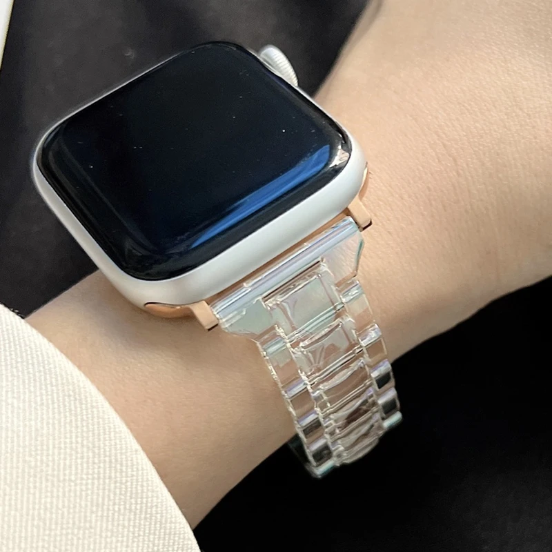 Resin Strap For Apple Watch Ultra band 49mm 45mm 44mm 42mm 38mm 40mm 41mm Slim Light Bracelet For iWatch serie 8 7 6 SE 5 4 3
