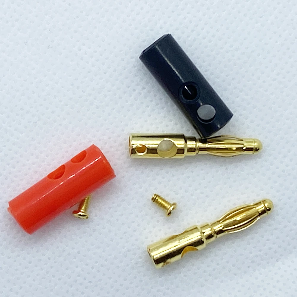 2/5/10Pair Black &Red Screw Type 4mm Banana Plug Audio Speaker Wire Connector Gold-Plated 4mm Banana Male Plug DIY Cable Adapter