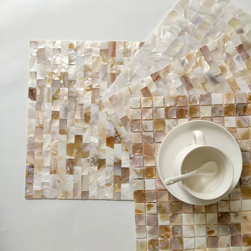Natural Shell Mosaic Tile Self Adhesive Peel and Stick Backsplash for Bathroom Living Room Balcony Bedroom Wall Eco Friendly