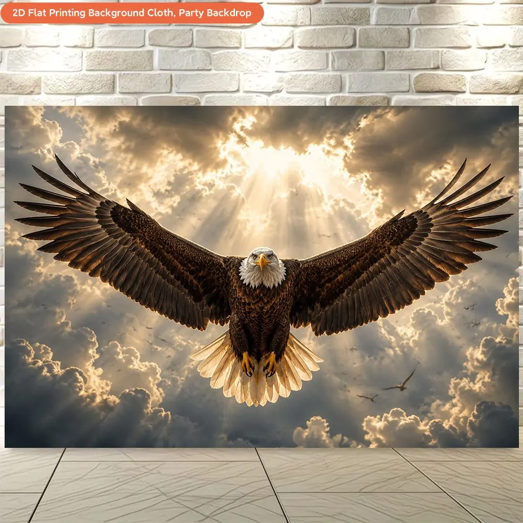 Majestic Bald Eagle Tapestry, Flying Bird Wall Hanging, Cloudy Sky Art, Nature Animal Decor, Living Room Bedroom Cloth