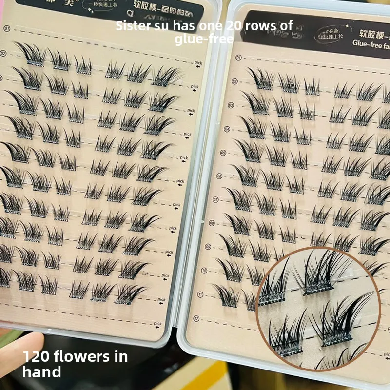 Self-Adhesive Glue-free Voluminous Fox Eye Eyelashes Winged Fluffy Dramatic Smokey Stage Lashes High-capacity Reusable