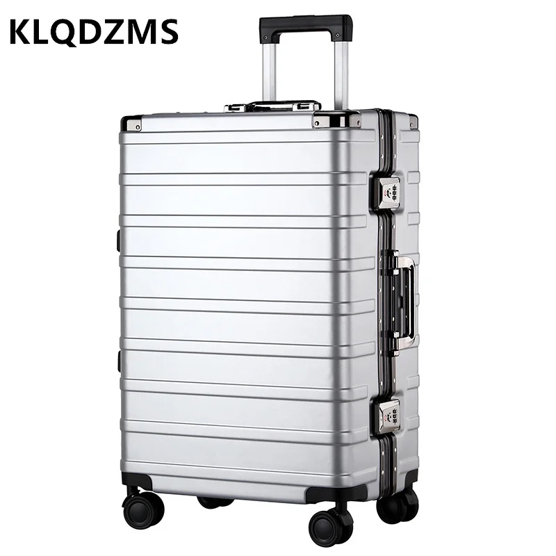 KLQDZMS Hoge kwaliteit bagage ABS + PC-instapdoos 20 "24 inch aluminium frame trolley koffer heren zakelijke cabinekoffer