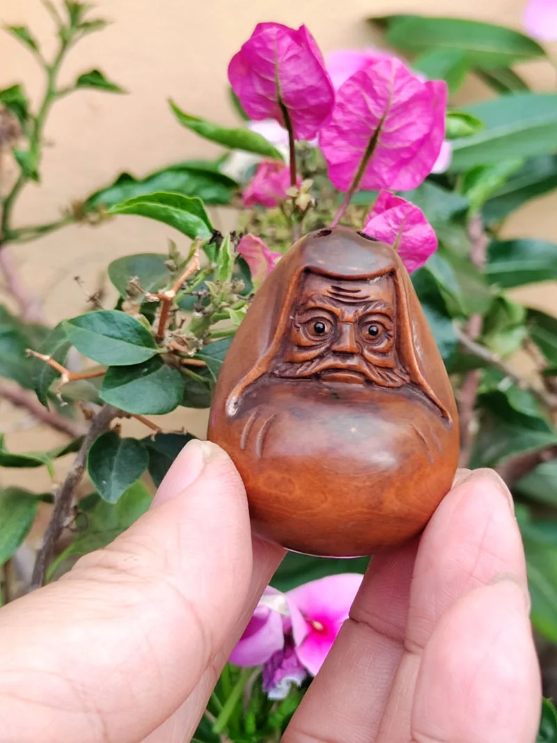 

GX1035 — 20-летний 2-дюймовый самшит ручной работы Netsuke — Damo Dharma Man