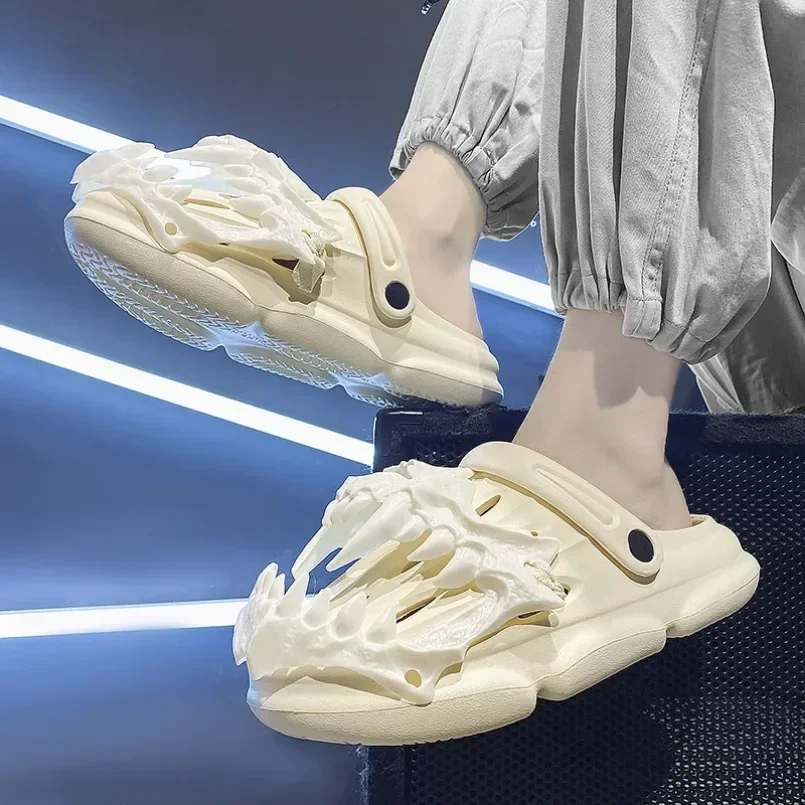 

Мужские тапочки Cloud Y2k House, летние сандалии с черепом, шлепанцы, мужские сабо Demon, толстая плоская платформа, нескользящие домашние шлепанцы для женщин