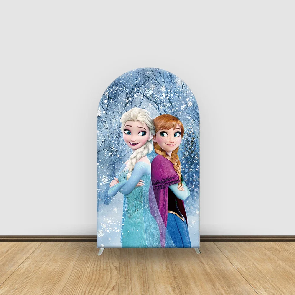 Frozen Princess Arch Wall Backdrop Cover Elsa & Anna Background Baby Girl Shower Child's Birthday Customized Elastic Party Decor