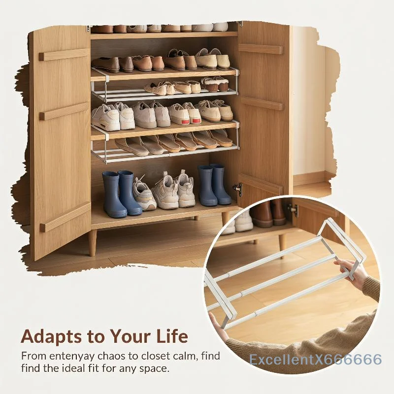 Adjustable Shoe Rack | Space-Saving Layered Organizer For Home Shoe Cabinets