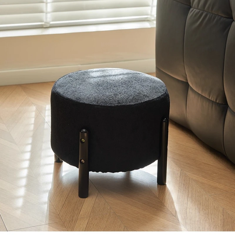 Small Wooden Footstool, Home Bench with Soft Cushion, Comfortable Round Edges, Breathable Design for Living Room Sofa  Bedroom