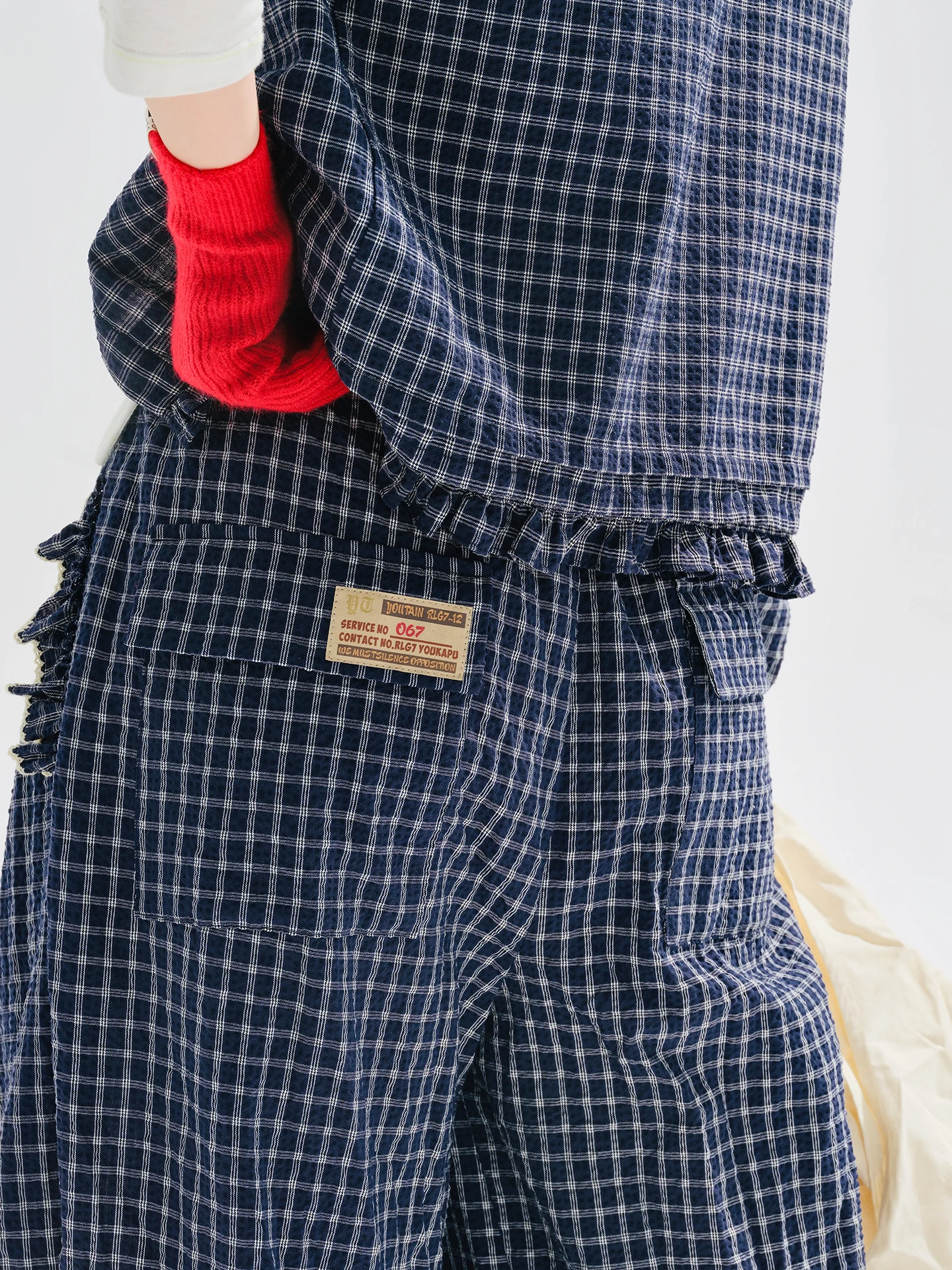 Women's Navy Blue Checkered Harem Pants with Elastic Cuffs and Drawstring Waist Casual Fashion Daily Wear 255196
