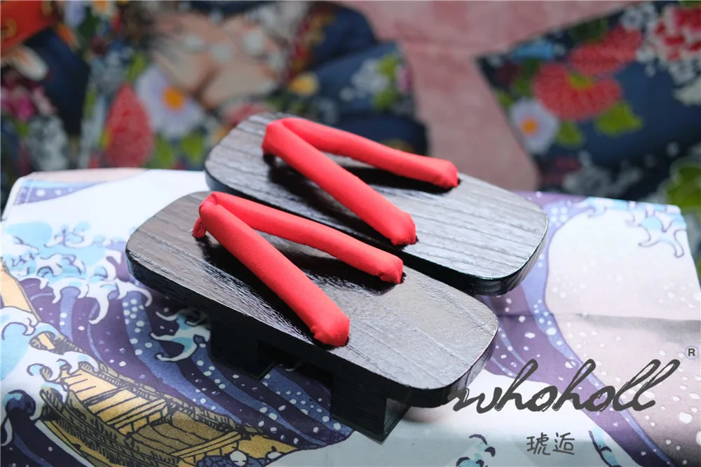 Schwarz Farbe Holz Geta Flip-Flops Mann Frauen Hausschuhe Japanischen Anime Coplay Kostüme Zwei-zähne Dicken Plattform Holz Clogs schuhe – Detail 18