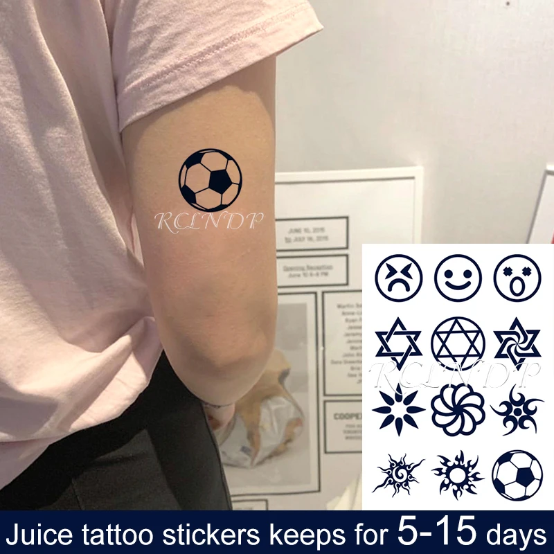 Waterproof Temporary Juice ink Tattoo Sticker Football Totem Flower Star Symbol Fruit Gel Long lasting Art for Men Women