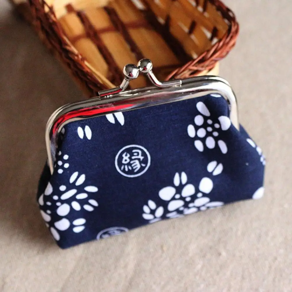 Coin Purse Vintage Ethnic Floral Print Buckle Design Coins Storage Portable Women Small Wallet Key Pouch For Outdoor Travel