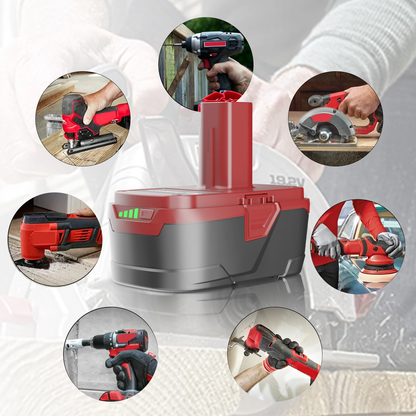 Do elektronarzędzi Craftsman C3 19,2 V 6000 mAh Akumulator litowo-jonowy 11374 11375 130285003   Bateria zastępcza CRS1000 10126 L30