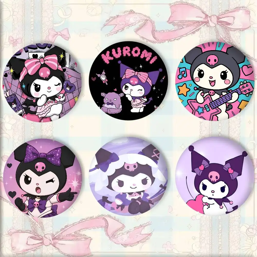 Vintage  Japanese Anime K-Kawaii K-Kuromi Manga Badges 44 58 75 mm Round Cosplay Pin Bag Decor Fans Collect Friends Gifts Brooch