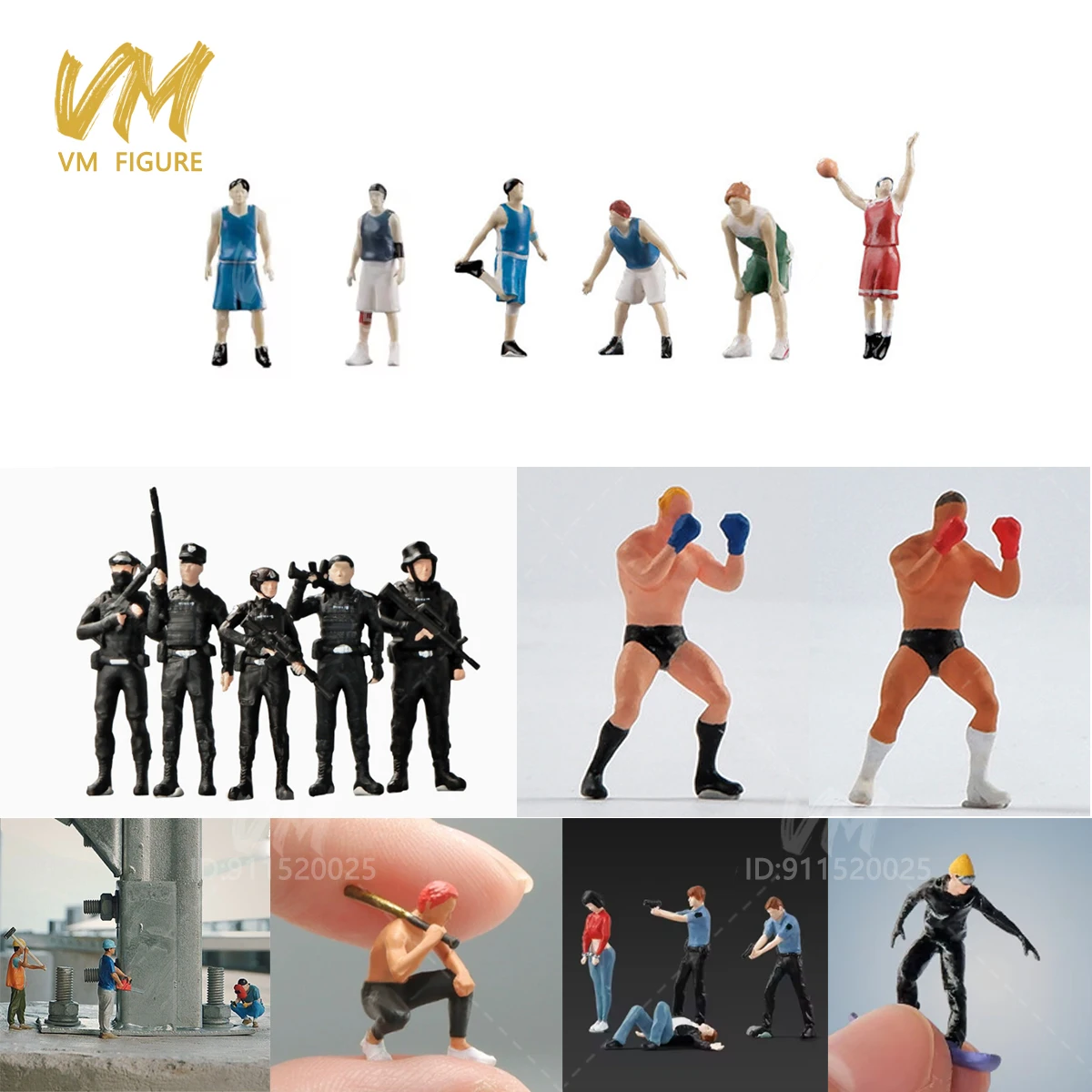 Miniaturas pintadas 1/64, deportes, baloncesto, fútbol, Golf, esgrima, esquí, boxeo, árbitro, artes marciales, accesorios de escena, figura, modelo de juguete