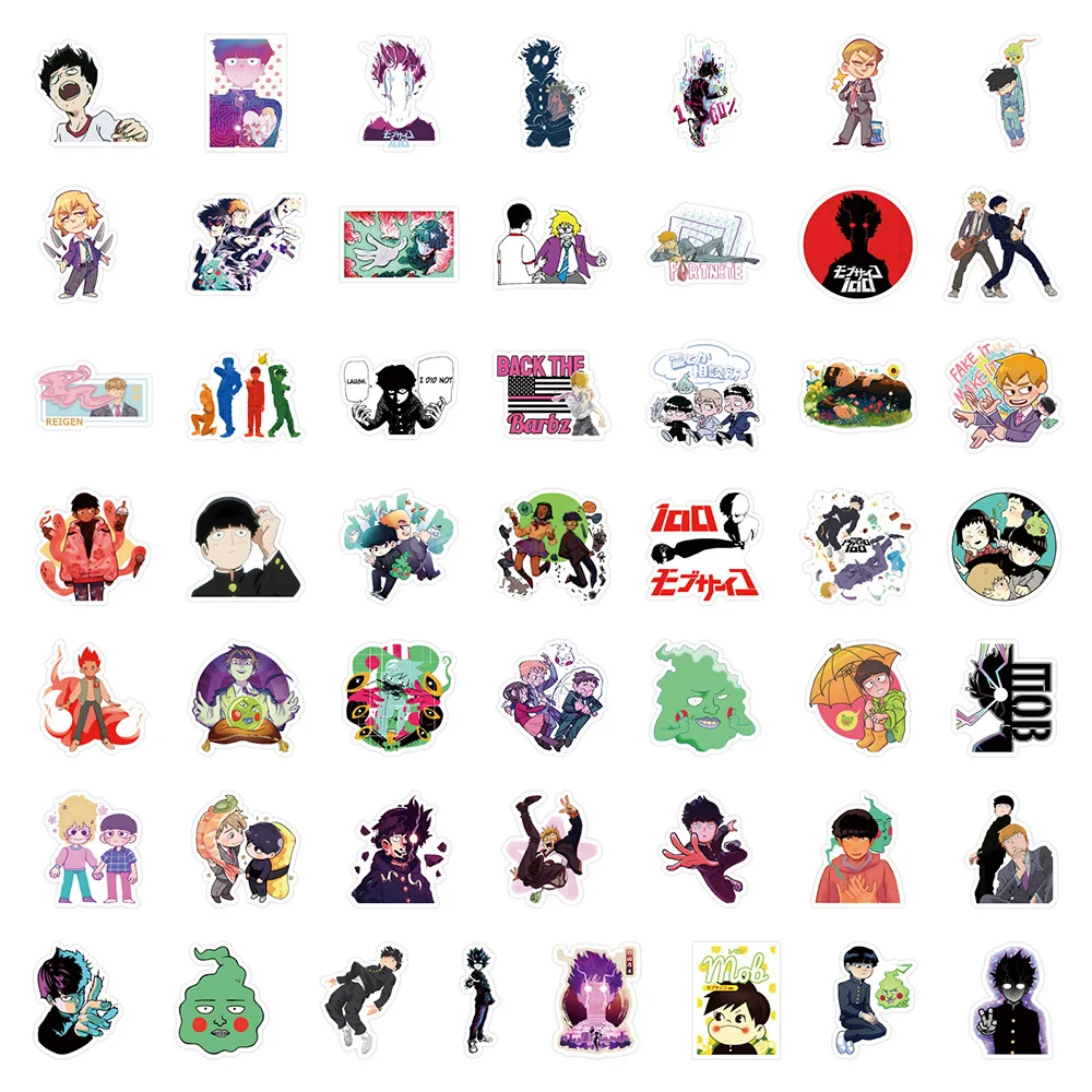 10/30/50pcs Cool Mob Psycho 100 Anime Cartoon Stickers Decal Kid Toy for Water Bottle Fridge Diary Waterproof Sticker Decoration