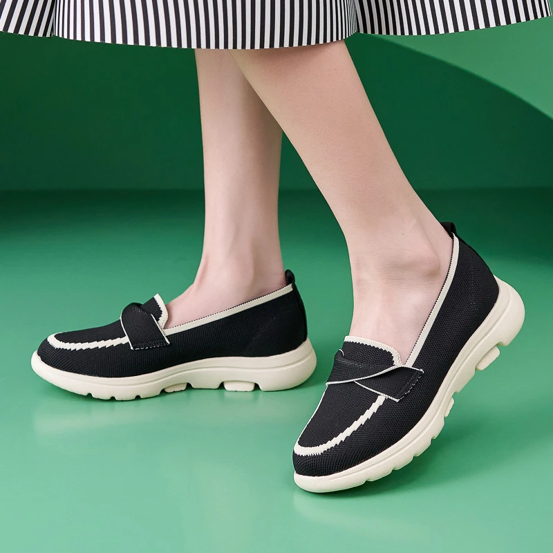 2025 Anti-Slip Breathable Women's Single Shoes Color-Blocking Casual And Fashionable Soft Sole Mother's Shoes Comfortable