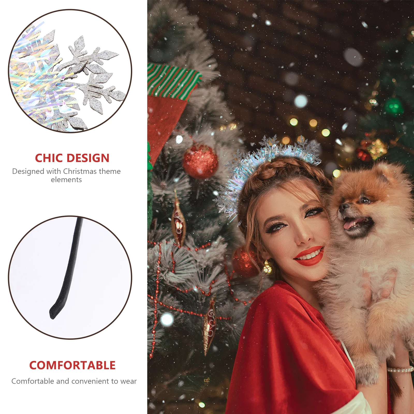 Christmas Headband Snowflake Silver Glitter Girl Hair Accessories Bobby Pins for Women Fashion Greeter Miss Earrings