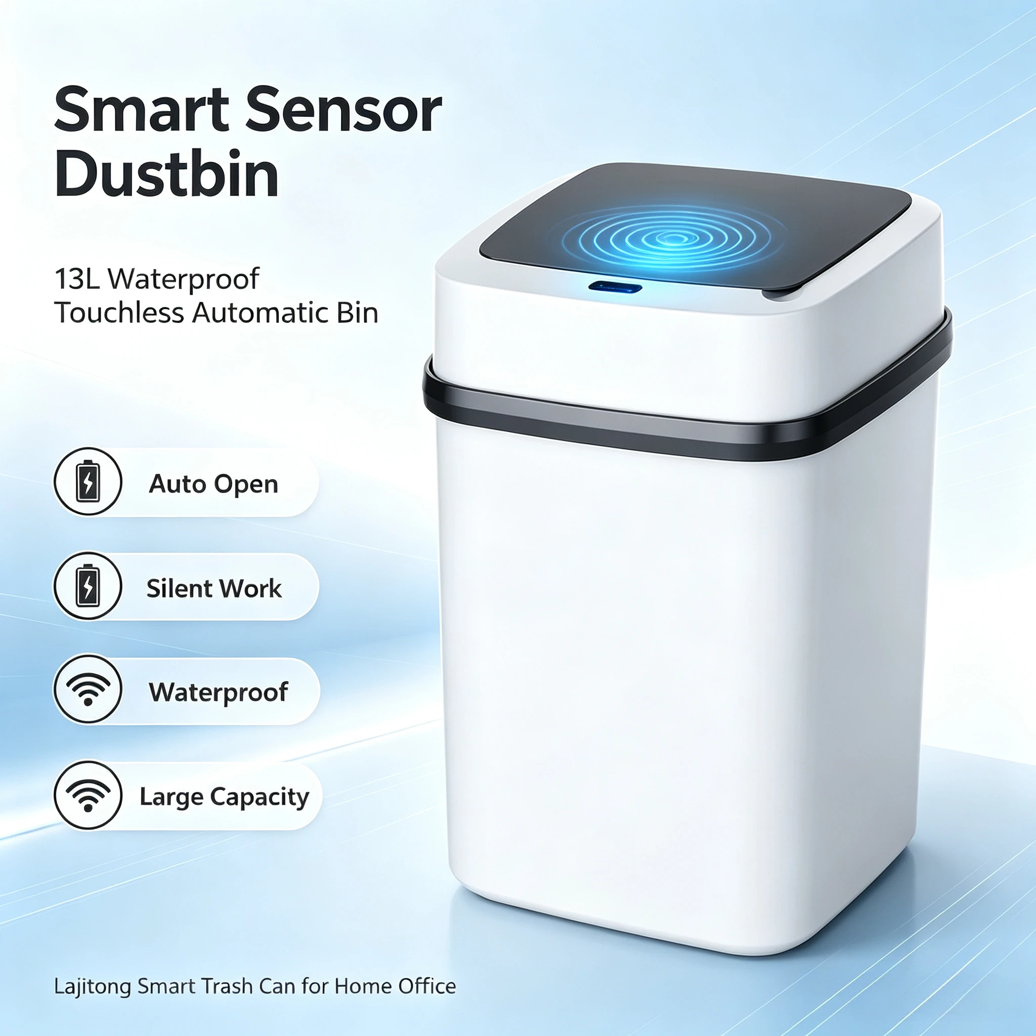 Smart Home Junkie - 방수 13L 스마트 자동 센서 휴지통
