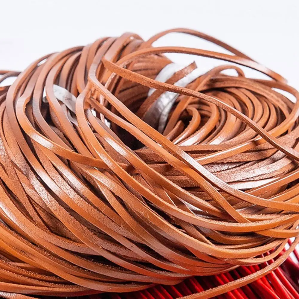 Retro Round Genuine Leather Cord Flat 5Meters Thong Cord String Rope DIY Necklace Bracelet