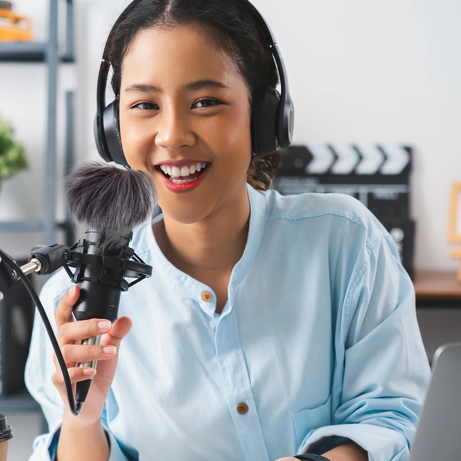 

2pcs Microphone Windscreen Cover Windproof Protective Muff For Outdoor Recording Studio Broadcasting Ktv Noise Reduction