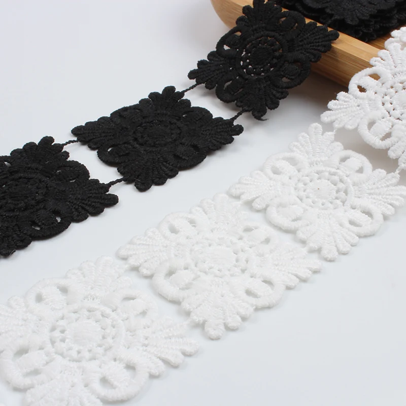 2Yards/Lot White Water Soluble Lace Trims Embroidered Mesh Ribbon DIY Appliques Handmade Sewing Tull Craft Underwear Supplier