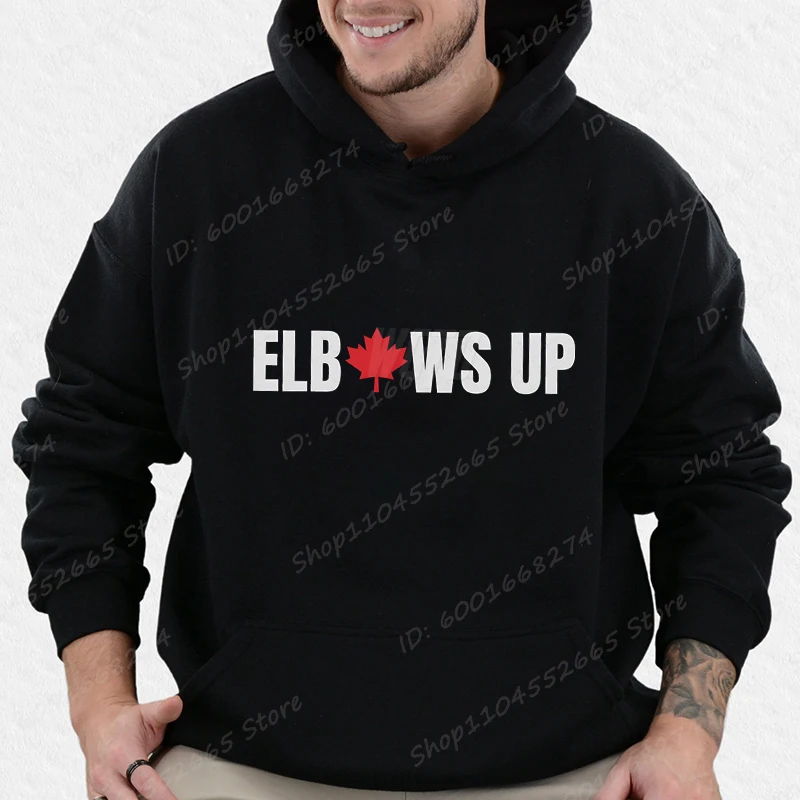 

Elbows Up Canada Style Hoodies Autumn Winter Men Hoodie Pure Color Pocket Pullover Long Sleeve Hot Selling Sweatshirt