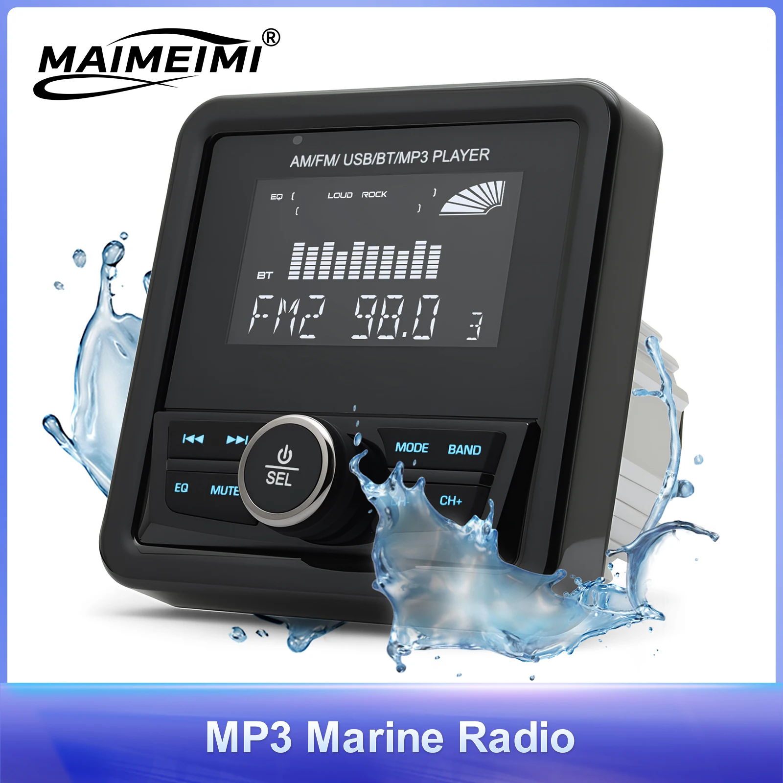 

Стерео морской радио 3-дюймовый MP3-лодочный радиоприемник, медиа-видеоплеер, водонепроницаемый Bluetooth-совместимый AUX AM FM RDS для ATV UTV