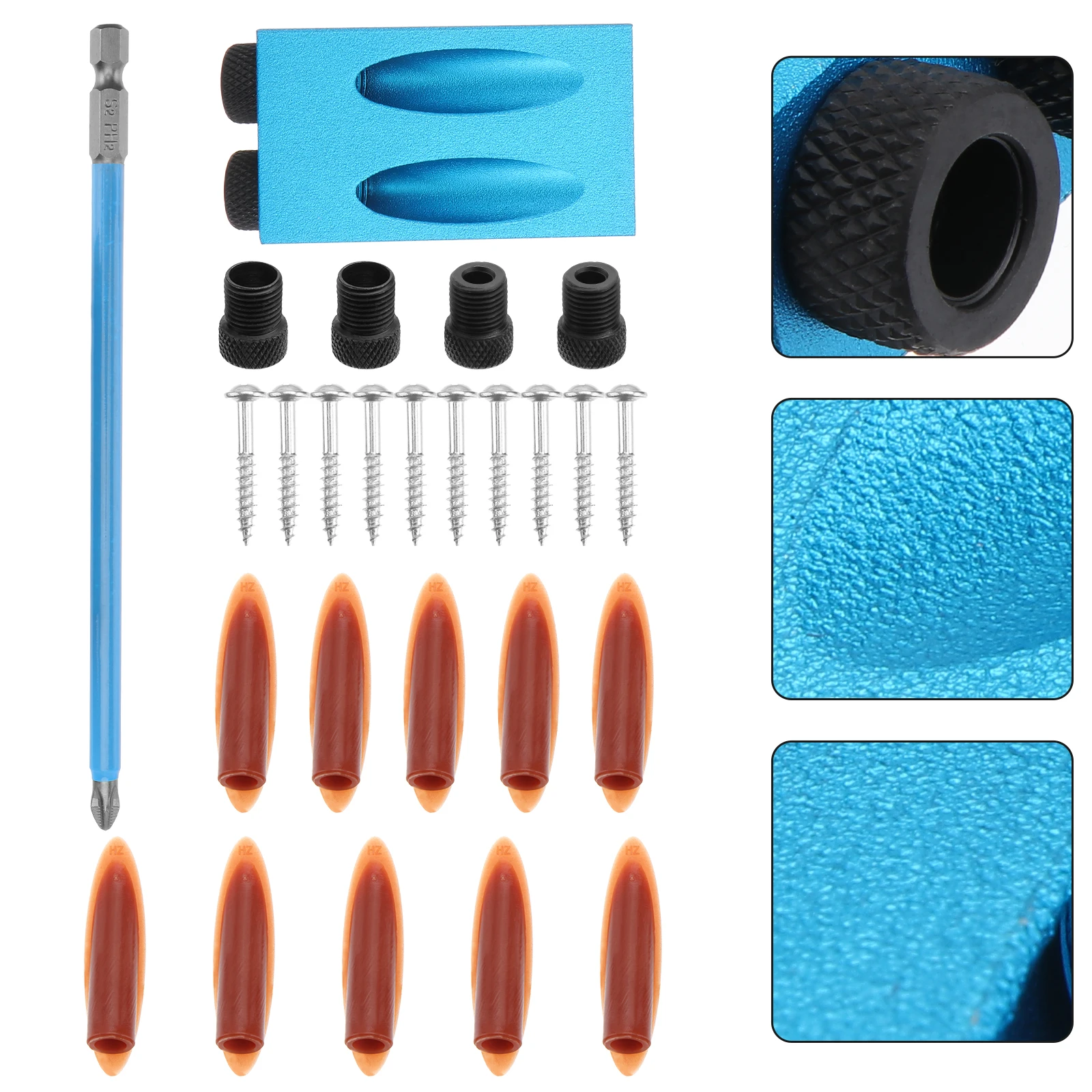 

28pcs Oblique Hole Locator Woodworking H Tools Drill Set Guide Puncher Bits Kit Manual 15 Degree Angle Aluminum Alloy