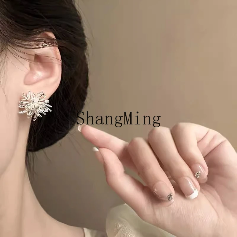 ZYH light luxury high sense spring and summer retro temperament earrings beautiful niche unique zircon earrings