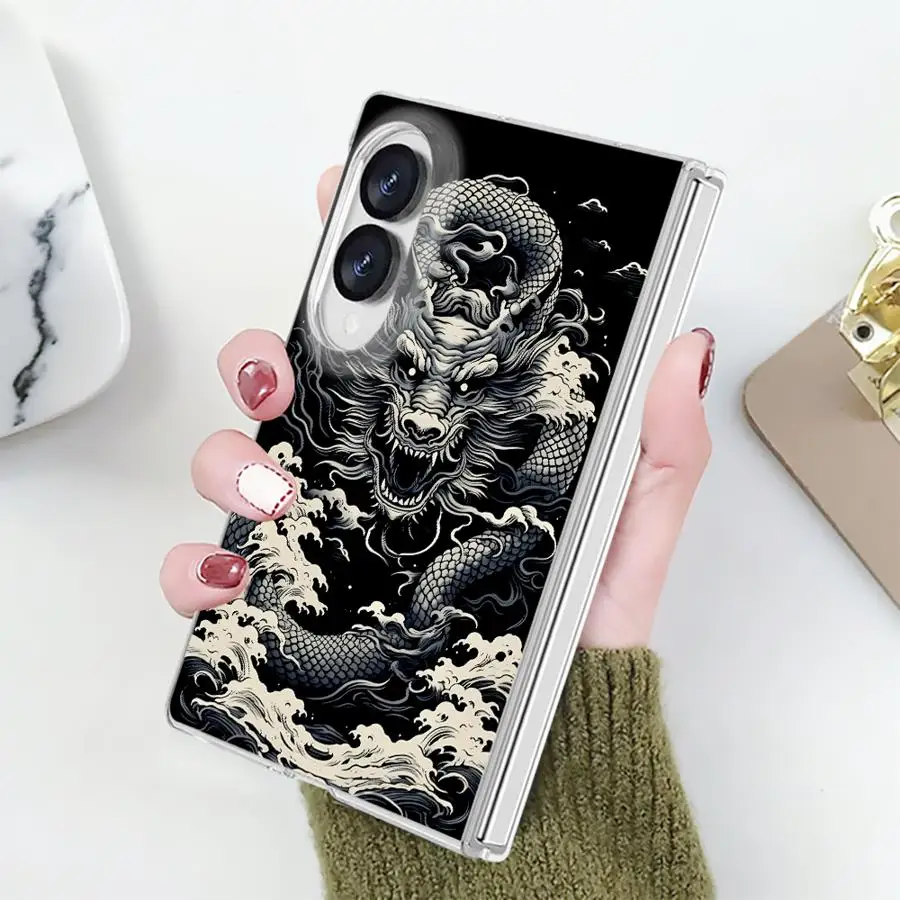 Wave Dragon Art Case for Samsung Galaxy Z Fold 8 PC Hard Luxury ZFold8 ZFold 8 Phone Cover