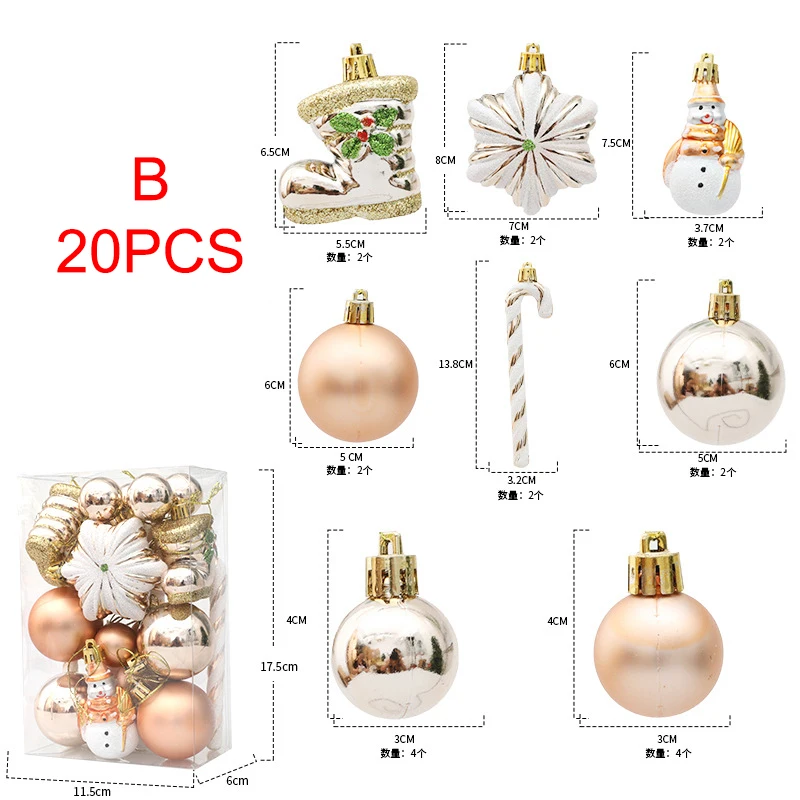 20/29pcs Christmas Tree Balls Hanging Pendant Candy Cane Pine Cone Ornament Set Christmas Home Decoration 2024 Navidad New Year