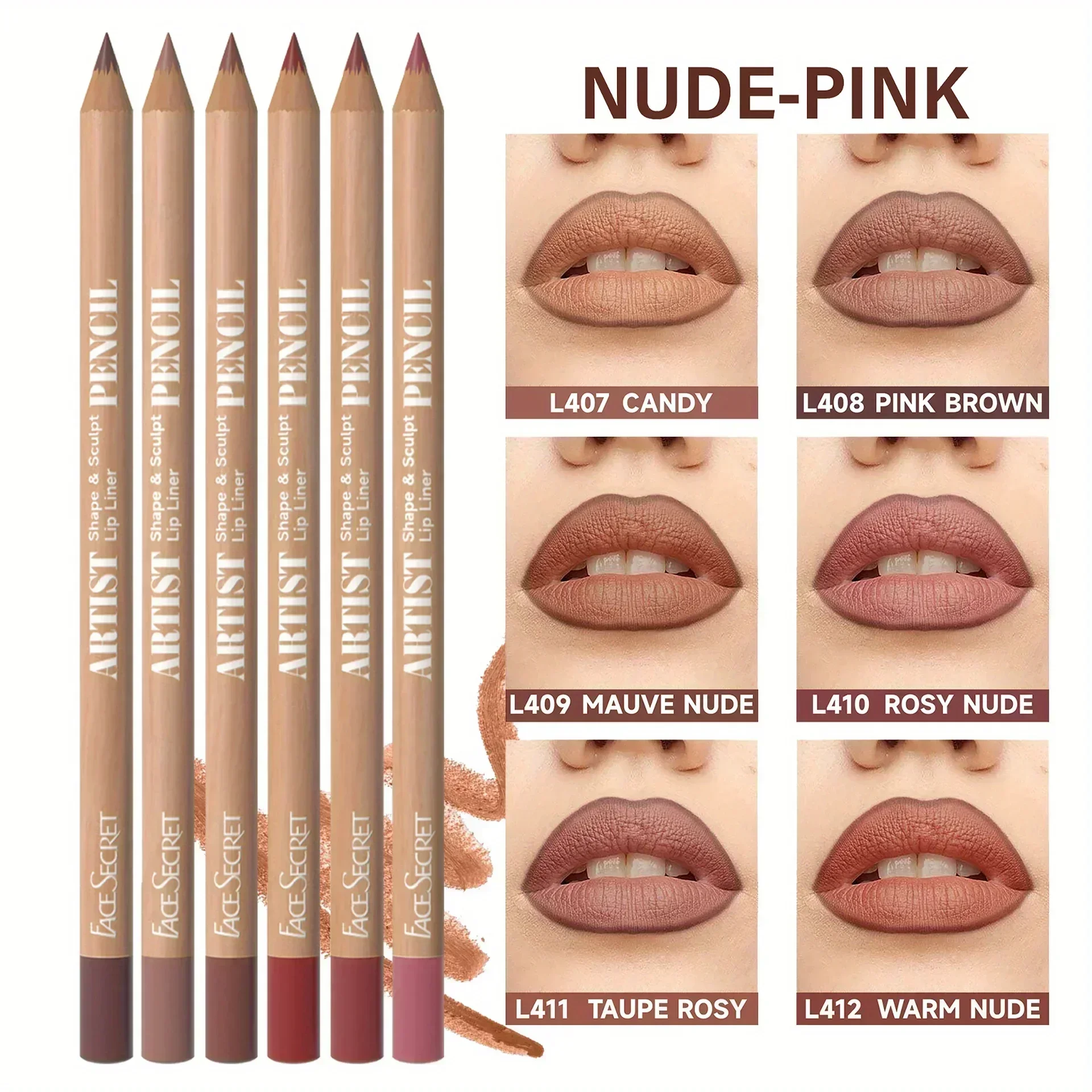 Zestaw 2 szt. Drewniana kredka do ust i zestaw szminek Aksamitny matowy kształt kredki, stożkowa końcówka, łatwa do konturowania