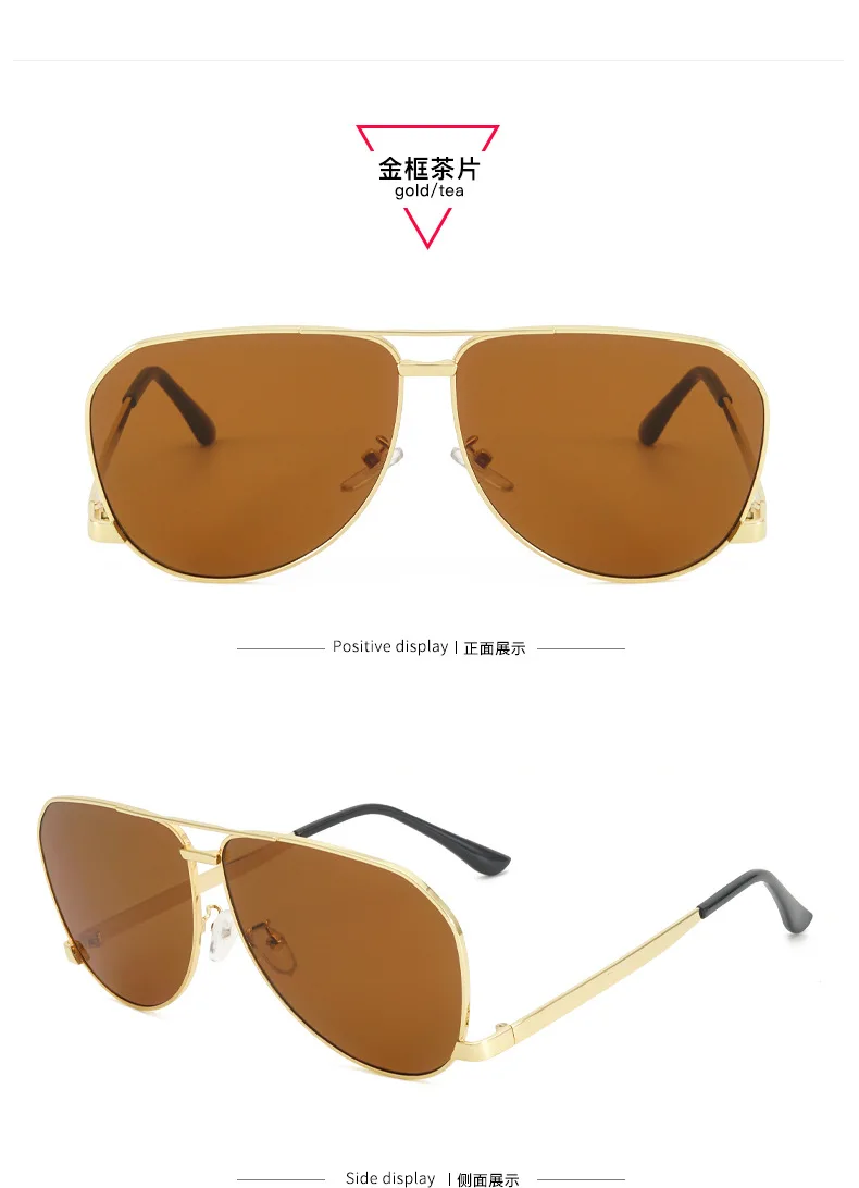 Vintage Oversize Quadratische Piloten-Sonnenbrille für Damen Neue Mode Legierung Farbverlauf Schwarz Sonnenbrille Herren Hip Hop Outdoor-Brille UV400 – Detail 17