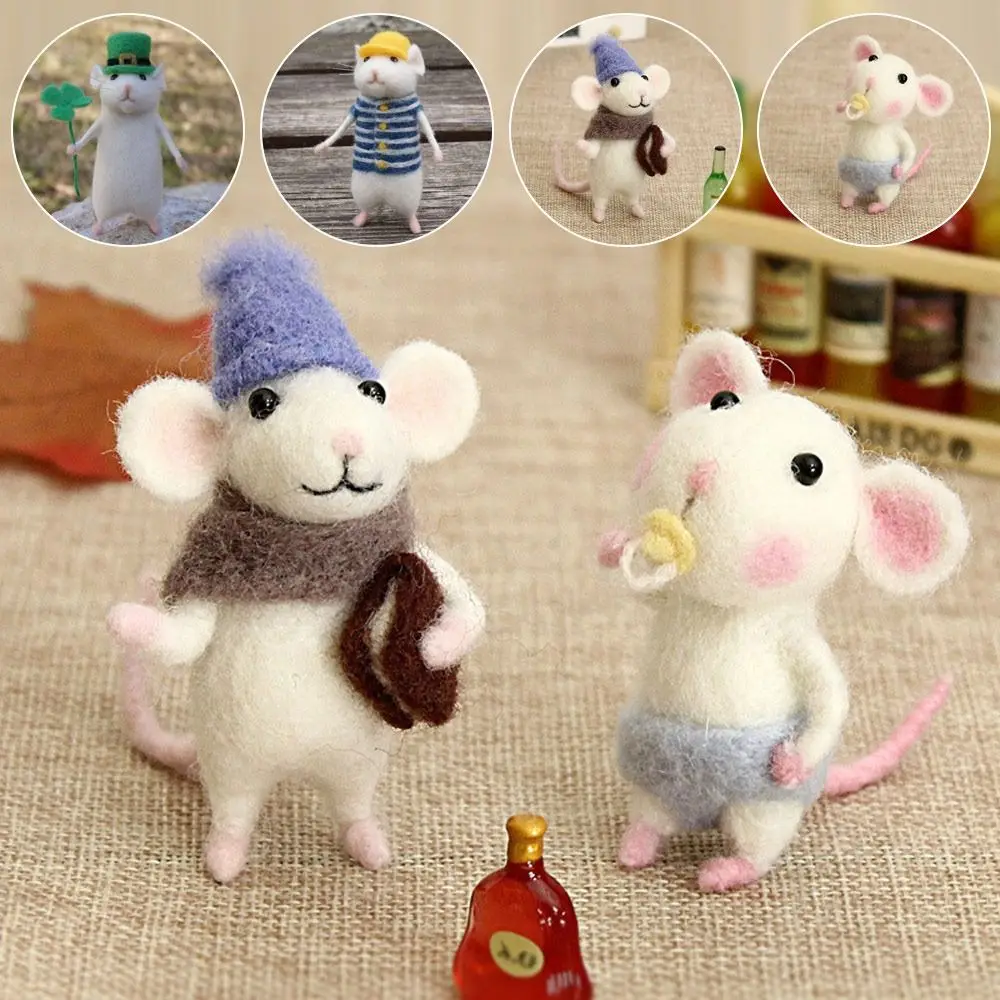 DIY Poked Needle Kit Material Bag Gift  Mouse Ornament Felt  Mouse Wool Felting