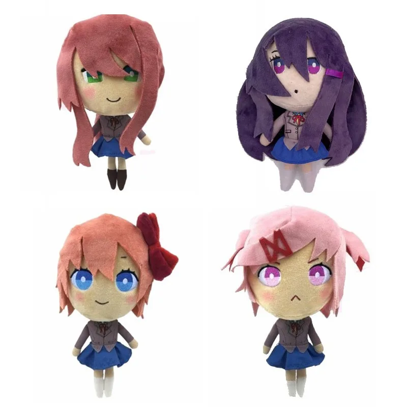Heißer, süßer Doki Doki Literature Club! Plüsch-Set Monika Sayori Natsuki Yuri Weiche Stofftiere in Schuluniform für Fans und Heimdekoration – Detail 1